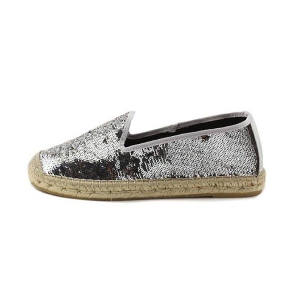 Vidorreta Simone Silver Reversible Mermaid Sequin Espadrille Flat Loafer